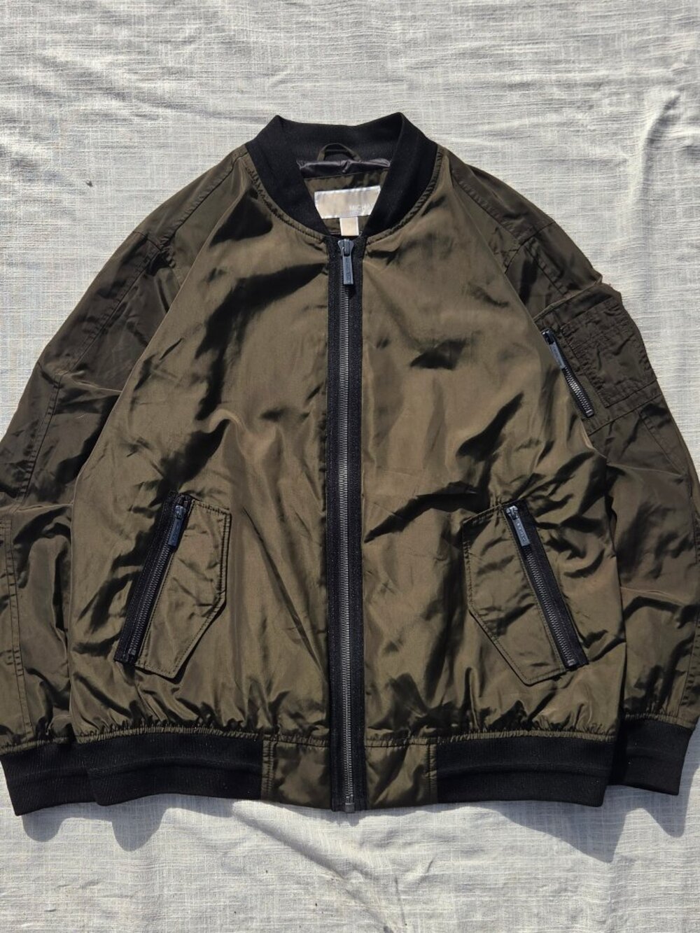 MICHAEL Michael Kors Men's Bomber Jacket – Olive/Black, XL – New Without Tags